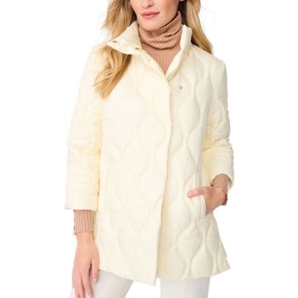 J.McLaughlin Women’s Quilted Puffer Jacket Size XL Ivory Cream Luxury Minimalist